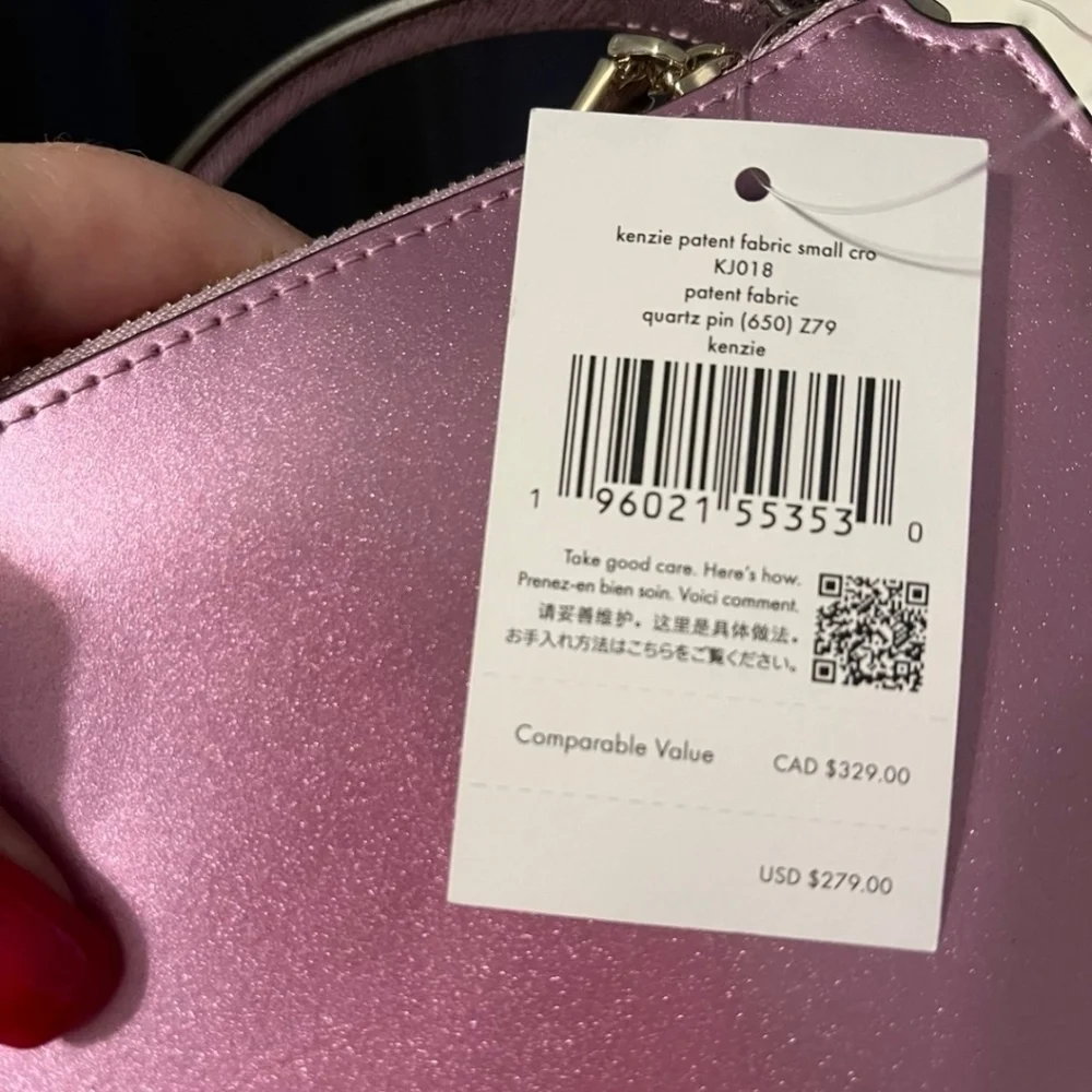 NWT Kate Spade Kenzie GLITTERED Patented Fabric In Quartz Pin Crossbody